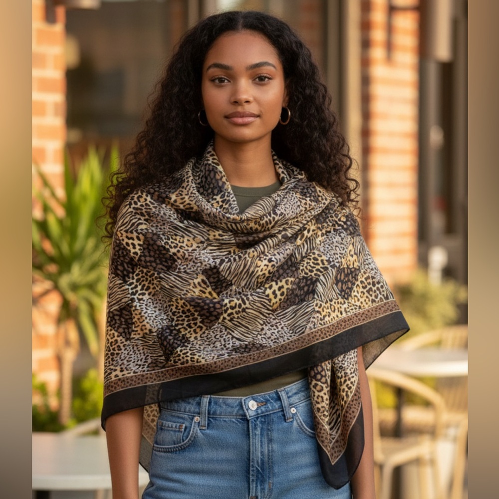 Animal print chiffon scarf. 39 x 39”